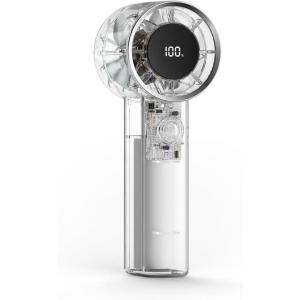 imageTriPole Transparent Portable Handheld Fan High Speed 1100 Adjustable Turbo Mini Fan 4000mAh Battery USB Rechargeable Personal Fan with Digital Displal 9500RPM Powerful Turbo Cooling Fan for Travel