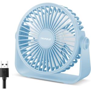 imageTriPole USB Desk Fan 45 Inches Portable Mini Fan Powerful 3 Speeds Wind Personal Desktop Fan with 360 Head Rotation for Home Office Car Indoor Outdoor BlackLight Blue