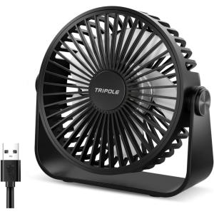 imageTriPole USB Desk Fan 45 Inches Portable Mini Fan Powerful 3 Speeds Wind Personal Desktop Fan with 360 Head Rotation for Home Office Car Indoor Outdoor BlackBlack