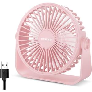imageTriPole USB Desk Fan 45 Inches Portable Mini Fan Powerful 3 Speeds Wind Personal Desktop Fan with 360 Head Rotation for Home Office Car Indoor Outdoor BlackPink