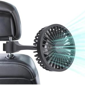 imageTriPole Car Cooling Fan  Powerful 3 Speed USB Air Circulation Fan with Adjustable Clip for Vehicles SUV RV