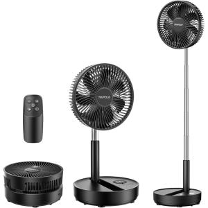 imageTriPole Portable Standing Fan 8000mAh Rechargeable Oscillating Fan with Remote 81 Quiet Pedestal Floor Fan with LED Display ampamp Timer Foldable Small Desk Fans for Bedroom Office Camping TravelBlack