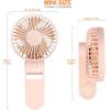imageTriPole Mini Handheld Fan USB Portable Fans Rechargeable Battery Operated Foldable Desk Fan 3 Speed Hanging Personal Fan for Home Office Indoor Use Outdoor TravelPink