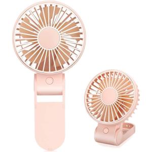 imageTriPole Mini Handheld Fan USB Portable Fans Rechargeable Battery Operated Foldable Desk Fan 3 Speed Hanging Personal Fan for Home Office Indoor Use Outdoor TravelPink