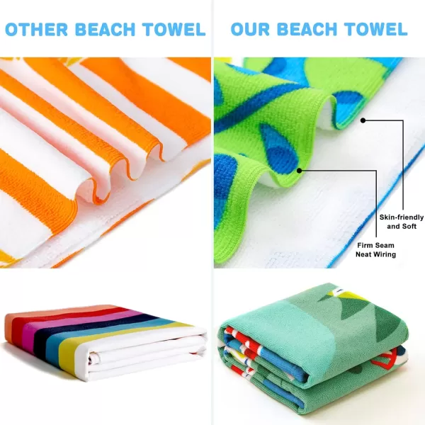 Touchat Beach Towel for Kids Super Absorbent Quick Dry Cotton Beach Towel 24x 48 300GSM Thick Soft Sand Free Cute Shark Beach Pool Swim Bath Travel Picnic Camping Towel for Boys GirlsDinosaur