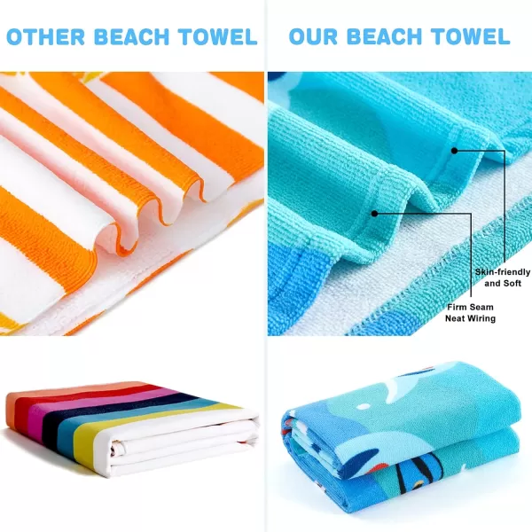 Touchat Beach Towel for Kids Super Absorbent Quick Dry Cotton Beach Towel 24x 48 300GSM Thick Soft Sand Free Cute Shark Beach Pool Swim Bath Travel Picnic Camping Towel for Boys GirlsCute Shark