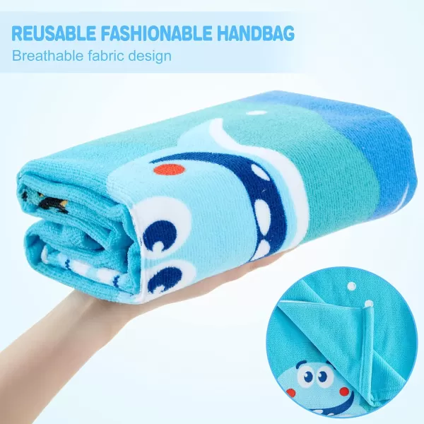 Touchat Beach Towel for Kids Super Absorbent Quick Dry Cotton Beach Towel 24x 48 300GSM Thick Soft Sand Free Cute Shark Beach Pool Swim Bath Travel Picnic Camping Towel for Boys GirlsCute Shark