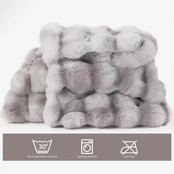 Touchat Luxury 1000GSM Faux Rabbit Fur Throw Blanket Super Heavy Warm Cozy Beige Cream Blankets for Couch Bed Sofa Bubble Plush Fuzzy Elegant Soft Reversible Mink Blanket for Living Room BedroomTdgrey