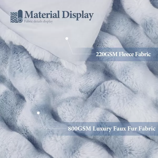 Touchat Luxury 1000GSM Faux Rabbit Fur Throw Blanket Super Heavy Warm Cozy Beige Cream Blankets for Couch Bed Sofa Bubble Plush Fuzzy Elegant Soft Reversible Mink Blanket for Living Room BedroomTdblue