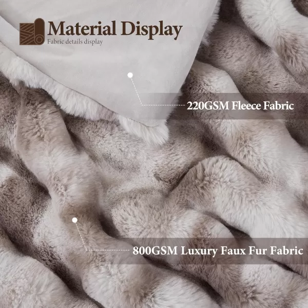 Touchat Luxury 1000GSM Faux Rabbit Fur Throw Blanket Super Heavy Warm Cozy Beige Cream Blankets for Couch Bed Sofa Bubble Plush Fuzzy Elegant Soft Reversible Mink Blanket for Living Room BedroomTiedye Coffee