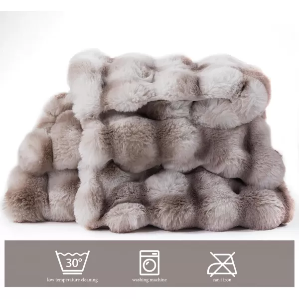 Touchat Luxury 1000GSM Faux Rabbit Fur Throw Blanket Super Heavy Warm Cozy Beige Cream Blankets for Couch Bed Sofa Bubble Plush Fuzzy Elegant Soft Reversible Mink Blanket for Living Room BedroomTiedye Coffee