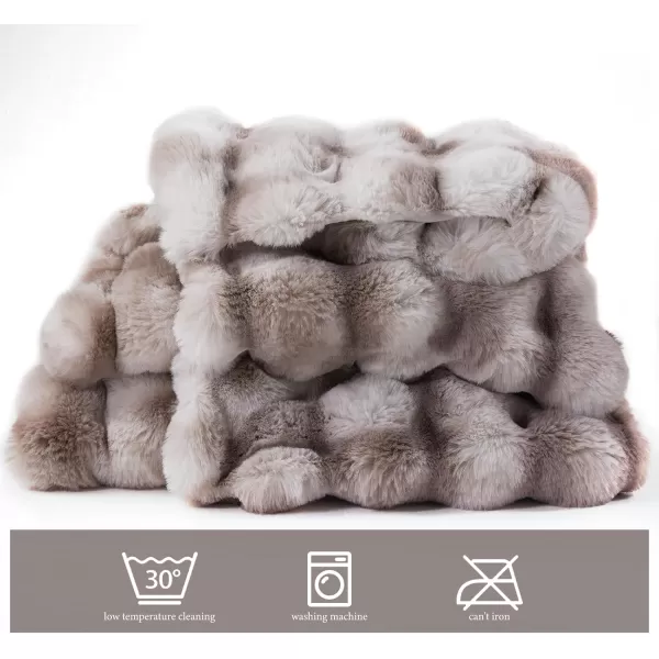 Touchat Luxury 1000GSM Faux Rabbit Fur Throw Blanket Super Heavy Warm Cozy Beige Cream Blankets for Couch Bed Sofa Bubble Plush Fuzzy Elegant Soft Reversible Mink Blanket for Living Room BedroomTiedye Coffee