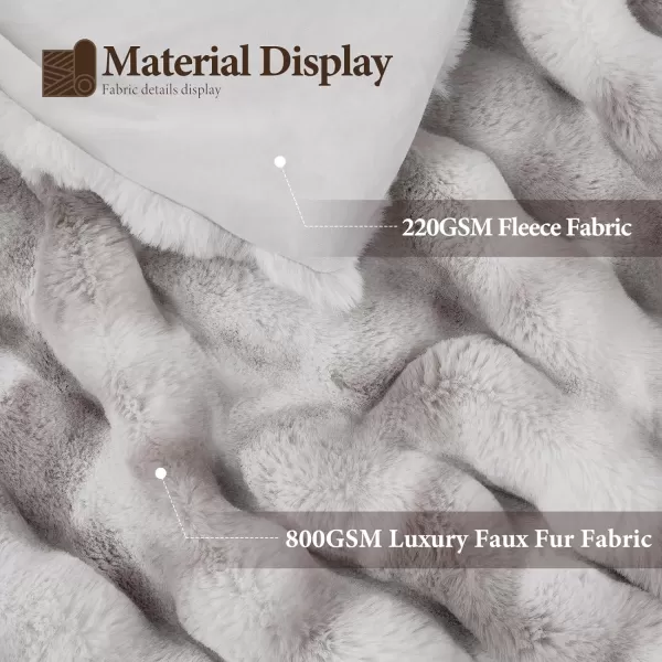 Touchat Luxury 1000GSM Faux Rabbit Fur Throw Blanket Super Heavy Warm Cozy Beige Cream Blankets for Couch Bed Sofa Bubble Plush Fuzzy Elegant Soft Reversible Mink Blanket for Living Room BedroomTdgrey