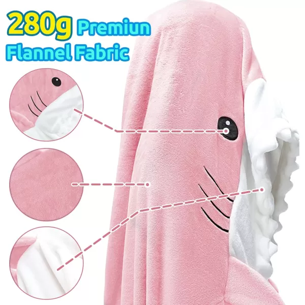 Touchat Shark Blanket Onesie for Adult Super Soft Cozy Flannel Throw Wearable Blanket Hoodie Cartoon Animals Shark Sleeping Bag Cosplay Shark Costume Blanket Gifts for Shark Lovers BlueMPink