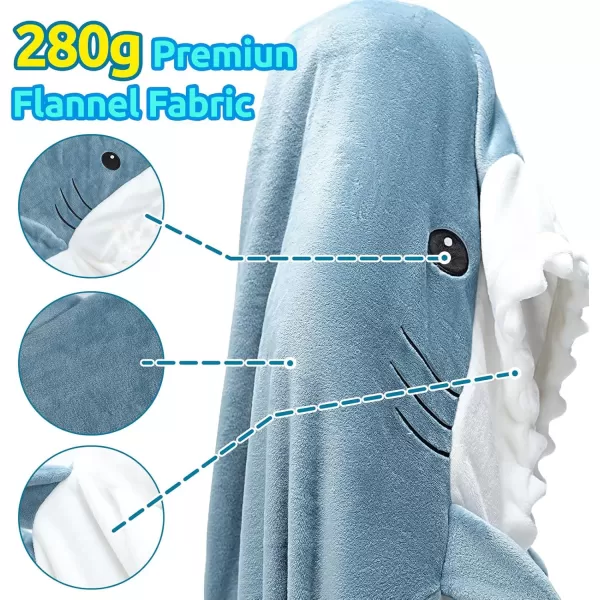 Touchat Shark Blanket Onesie for Adult Super Soft Cozy Flannel Throw Wearable Blanket Hoodie Cartoon Animals Shark Sleeping Bag Cosplay Shark Costume Blanket Gifts for Shark Lovers BlueMBlue