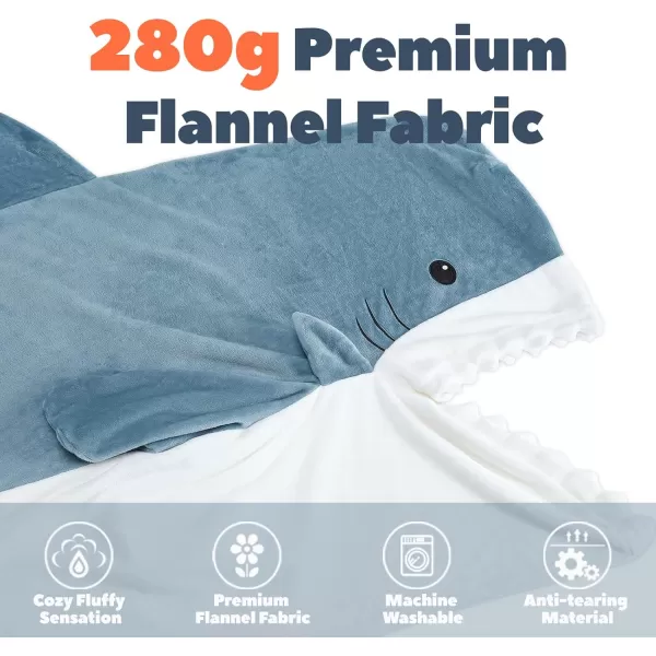 Touchat Shark Blanket for Adult Super Soft Cozy Flannel Throw Wearable Blanket Cartoon Animals Shark Blanket Hoodie Sleeping Bag Cosplay Shark Costume Blanket Gifts for Shark Lovers BlueMBlue