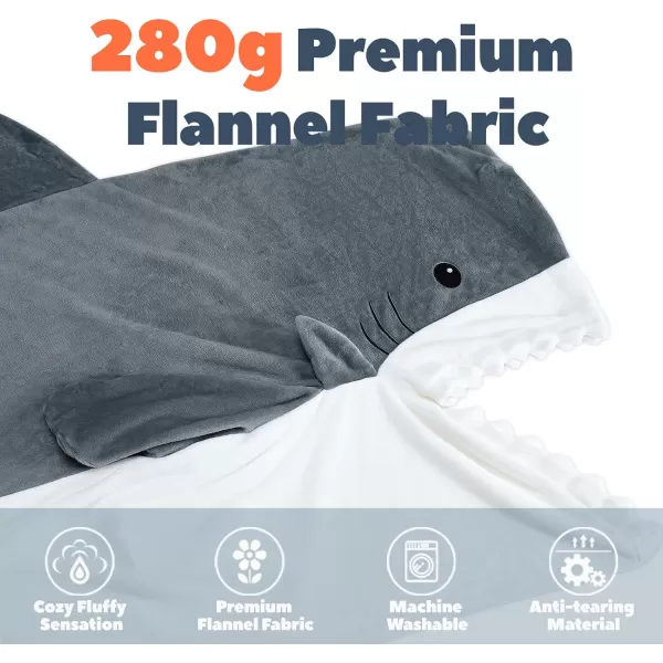 Touchat Shark Blanket for Adult Super Soft Cozy Flannel Throw Wearable Blanket Cartoon Animals Shark Blanket Hoodie Sleeping Bag Cosplay Shark Costume Blanket Gifts for Shark Lovers BlueMGrey