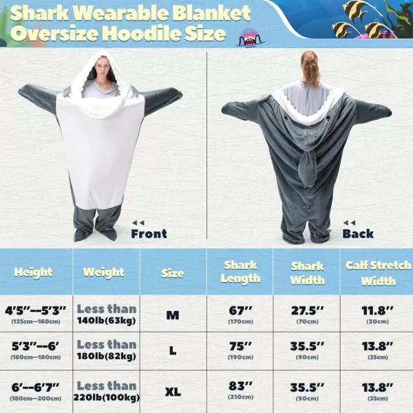 Touchat Shark Blanket for Adult Super Soft Cozy Flannel Throw Wearable Blanket Cartoon Animals Shark Blanket Hoodie Sleeping Bag Cosplay Shark Costume Blanket Gifts for Shark Lovers BlueMGrey
