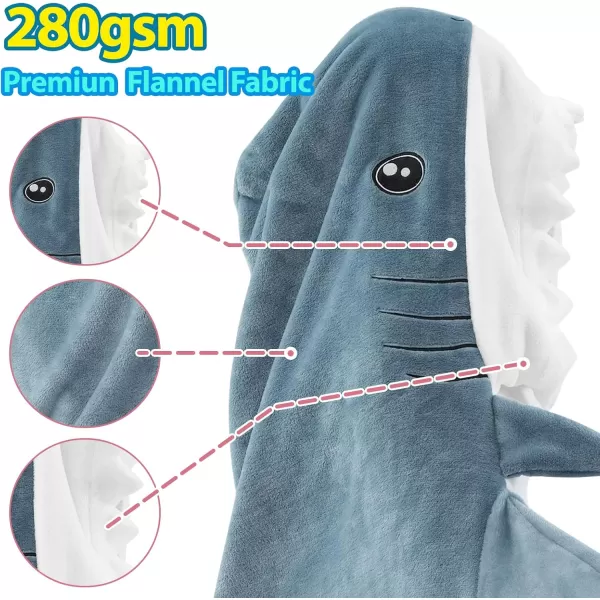 Touchat Shark Blanket for Adult Super Soft Cozy Flannel Throw Wearable Blanket Cartoon Animals Shark Blanket Hoodie Sleeping Bag Cosplay Shark Costume Blanket Gifts for Shark Lovers BlueMGblue
