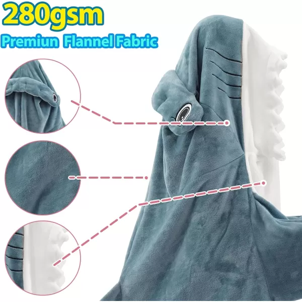 Touchat Shark Blanket for Adult Super Soft Cozy Flannel Throw Wearable Blanket Cartoon Animals Shark Blanket Hoodie Sleeping Bag Cosplay Shark Costume Blanket Gifts for Shark Lovers BlueMHblue