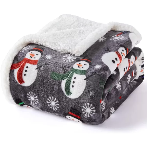 Touchat Sherpa Christmas Throw Blanket Fuzzy Fluffy Soft Cozy Blanket Fleece Flannel Plush Microfiber Blanket for Couch Bed Sofa 50quot X 60quot SnowmanGrey Snowman