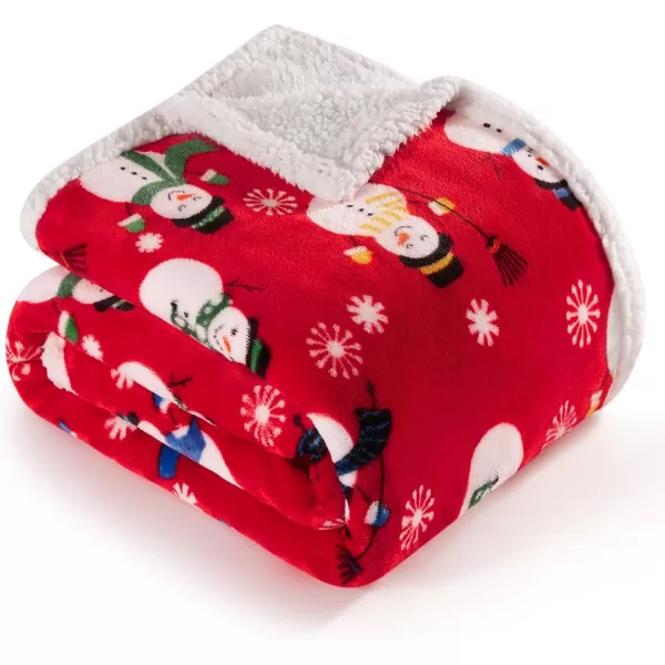 Touchat Sherpa Christmas Throw Blanket Fuzzy Fluffy Soft Cozy Blanket Fleece Flannel Plush Microfiber Blanket for Couch Bed Sofa 50quot X 60quot SnowmanRed Snowman