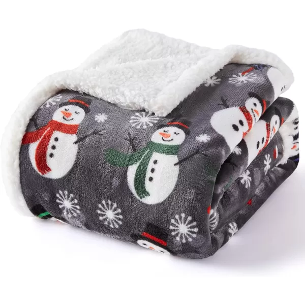 Touchat Sherpa Christmas Throw Blanket Fuzzy Fluffy Soft Cozy Blanket Fleece Flannel Plush Microfiber Blanket for Couch Bed Sofa 50quot X 60quot SnowmanGrey Snowman