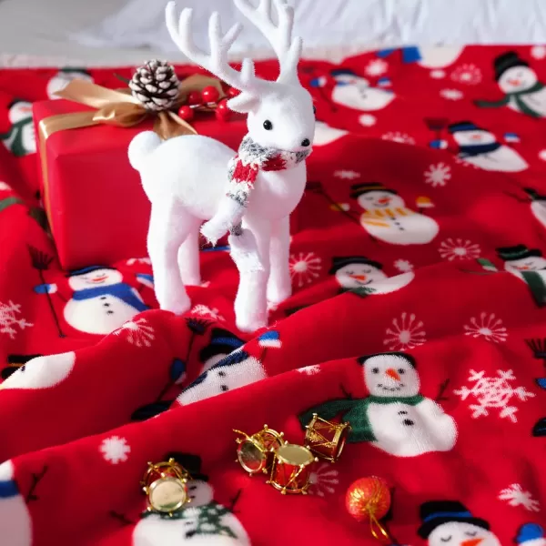 Touchat Sherpa Christmas Throw Blanket Fuzzy Fluffy Soft Cozy Blanket Fleece Flannel Plush Microfiber Blanket for Couch Bed Sofa 50quot X 60quot SnowmanRed Snowman