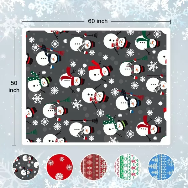 Touchat Sherpa Christmas Throw Blanket Fuzzy Fluffy Soft Cozy Blanket Fleece Flannel Plush Microfiber Blanket for Couch Bed Sofa 50quot X 60quot SnowmanGrey Snowman