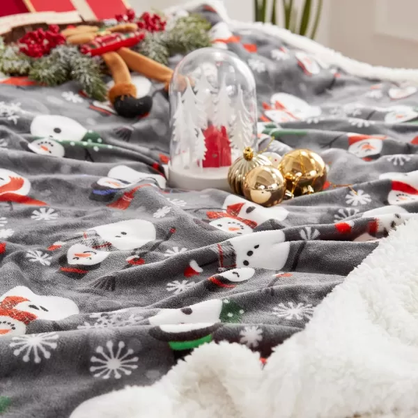 Touchat Sherpa Christmas Throw Blanket Fuzzy Fluffy Soft Cozy Blanket Fleece Flannel Plush Microfiber Blanket for Couch Bed Sofa 50quot X 60quot SnowmanGrey Snowman