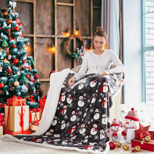 Touchat Sherpa Christmas Throw Blanket Fuzzy Fluffy Soft Cozy Blanket Fleece Flannel Plush Microfiber Blanket for Couch Bed Sofa 50quot X 60quot SnowmanGrey Snowman