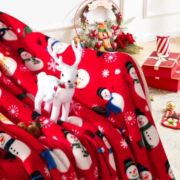Touchat Sherpa Christmas Throw Blanket Fuzzy Fluffy Soft Cozy Blanket Fleece Flannel Plush Microfiber Blanket for Couch Bed Sofa 50quot X 60quot SnowmanRed Snowman