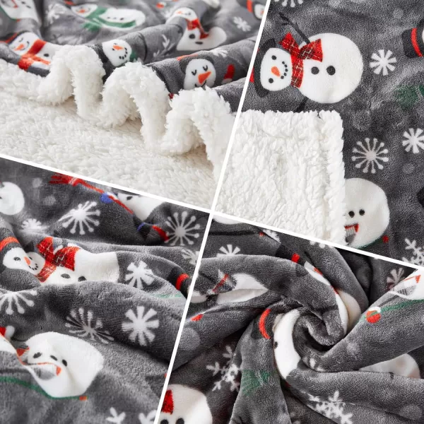 Touchat Sherpa Christmas Throw Blanket Fuzzy Fluffy Soft Cozy Blanket Fleece Flannel Plush Microfiber Blanket for Couch Bed Sofa 50quot X 60quot SnowmanGrey Snowman