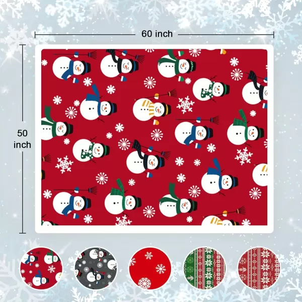 Touchat Sherpa Christmas Throw Blanket Fuzzy Fluffy Soft Cozy Blanket Fleece Flannel Plush Microfiber Blanket for Couch Bed Sofa 50quot X 60quot SnowmanRed Snowman