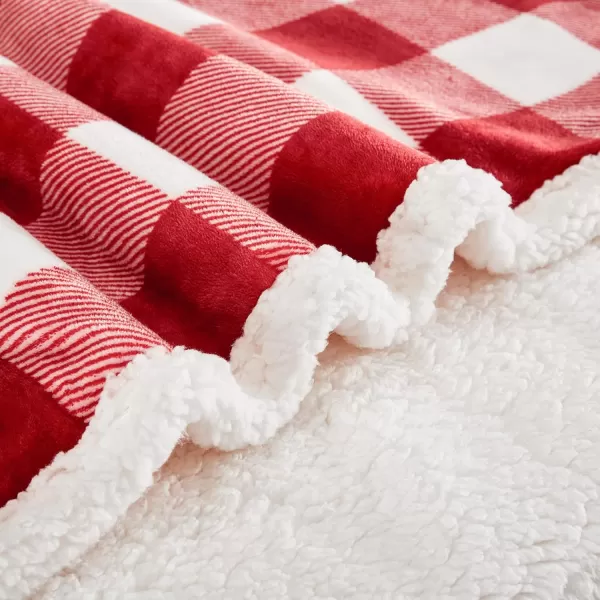 Touchat Sherpa Red and Black Buffalo Plaid Christmas Throw Blanket Fuzzy Fluffy Soft Cozy Blanket Fleece Flannel Plush Microfiber Blanket for Couch Bed Sofa 60quot X 70quotRed and White