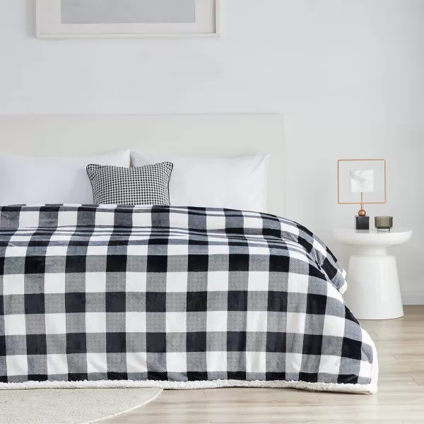 Touchat Sherpa Red and Black Buffalo Plaid Christmas Throw Blanket Fuzzy Fluffy Soft Cozy Blanket Fleece Flannel Plush Microfiber Blanket for Couch Bed Sofa 60quot X 70quotBlack