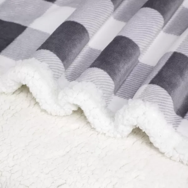 Touchat Sherpa Red and Black Buffalo Plaid Christmas Throw Blanket Fuzzy Fluffy Soft Cozy Blanket Fleece Flannel Plush Microfiber Blanket for Couch Bed Sofa 60quot X 70quotGrey