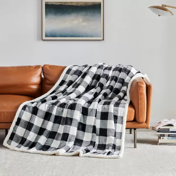 Touchat Sherpa Red and Black Buffalo Plaid Christmas Throw Blanket Fuzzy Fluffy Soft Cozy Blanket Fleece Flannel Plush Microfiber Blanket for Couch Bed Sofa 60quot X 70quotBlack