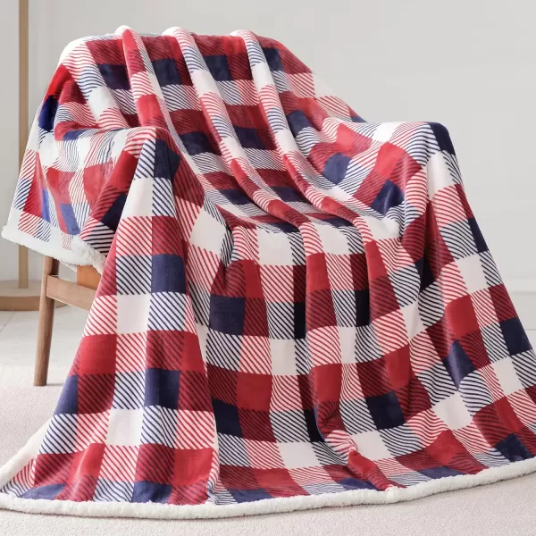 Touchat Sherpa Red and Black Buffalo Plaid Christmas Throw Blanket Fuzzy Fluffy Soft Cozy Blanket Fleece Flannel Plush Microfiber Blanket for Couch Bed Sofa 60quot X 70quotRed Color