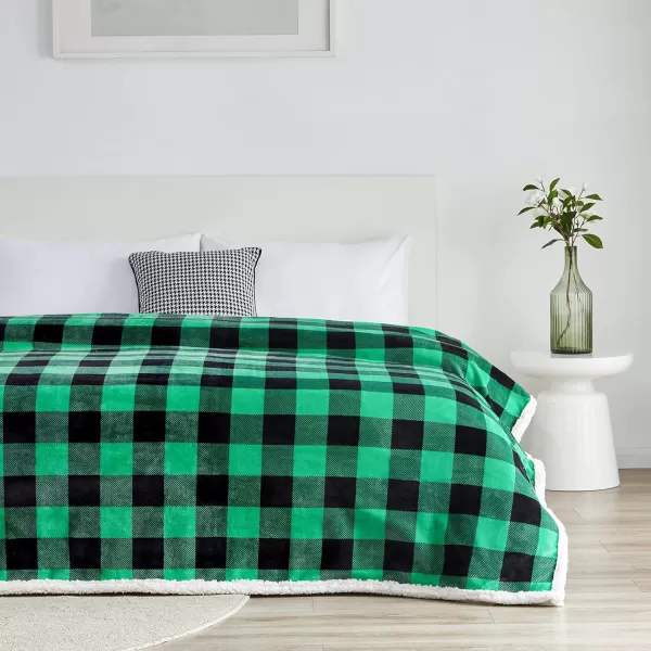 Touchat Sherpa Red and Black Buffalo Plaid Christmas Throw Blanket Fuzzy Fluffy Soft Cozy Blanket Fleece Flannel Plush Microfiber Blanket for Couch Bed Sofa 60quot X 70quotGreen
