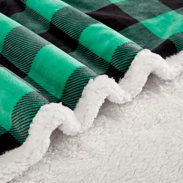 Touchat Sherpa Red and Black Buffalo Plaid Christmas Throw Blanket Fuzzy Fluffy Soft Cozy Blanket Fleece Flannel Plush Microfiber Blanket for Couch Bed Sofa 60quot X 70quotGreen