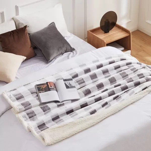 Touchat Sherpa Red and Black Buffalo Plaid Christmas Throw Blanket Fuzzy Fluffy Soft Cozy Blanket Fleece Flannel Plush Microfiber Blanket for Couch Bed Sofa 60quot X 70quotGrey