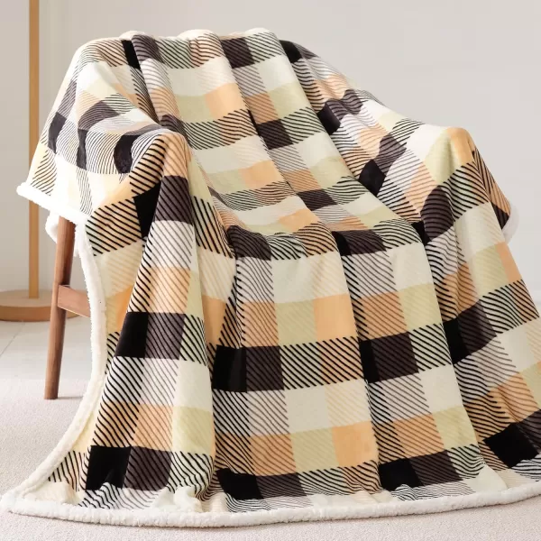 Touchat Sherpa Red and Black Buffalo Plaid Christmas Throw Blanket Fuzzy Fluffy Soft Cozy Blanket Fleece Flannel Plush Microfiber Blanket for Couch Bed Sofa 60quot X 70quotBrown Color
