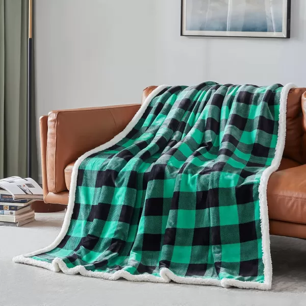 Touchat Sherpa Red and Black Buffalo Plaid Christmas Throw Blanket Fuzzy Fluffy Soft Cozy Blanket Fleece Flannel Plush Microfiber Blanket for Couch Bed Sofa 60quot X 70quotGreen