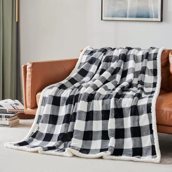 Touchat Sherpa Red and Black Buffalo Plaid Christmas Throw Blanket Fuzzy Fluffy Soft Cozy Blanket Fleece Flannel Plush Microfiber Blanket for Couch Bed Sofa 60quot X 70quotBlack