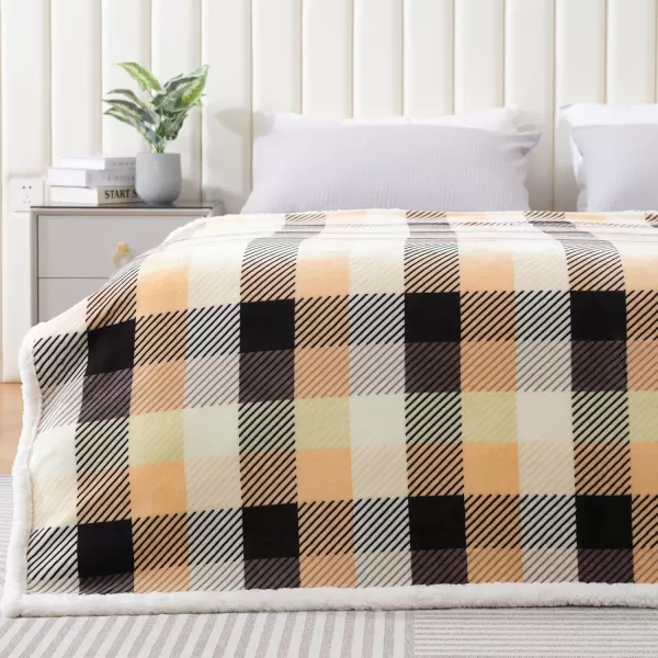 Touchat Sherpa Red and Black Buffalo Plaid Christmas Throw Blanket Fuzzy Fluffy Soft Cozy Blanket Fleece Flannel Plush Microfiber Blanket for Couch Bed Sofa 60quot X 70quotBrown Color