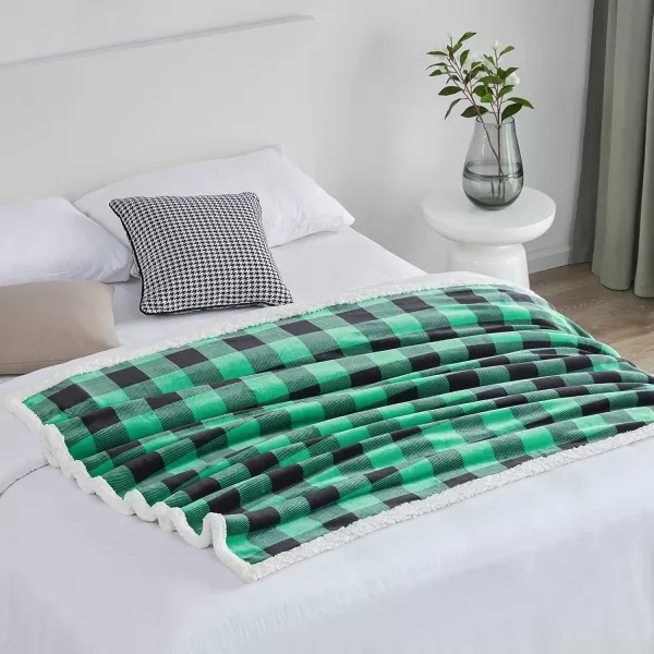 Touchat Sherpa Red and Black Buffalo Plaid Christmas Throw Blanket Fuzzy Fluffy Soft Cozy Blanket Fleece Flannel Plush Microfiber Blanket for Couch Bed Sofa 60quot X 70quotGreen