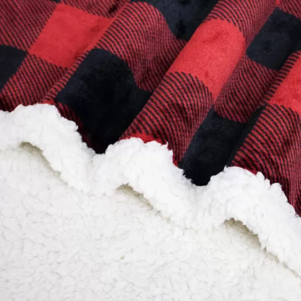 Touchat Sherpa Red and Black Buffalo Plaid Christmas Throw Blanket Fuzzy Fluffy Soft Cozy Blanket Fleece Flannel Plush Microfiber Blanket for Couch Bed Sofa 60quot X 70quotRed