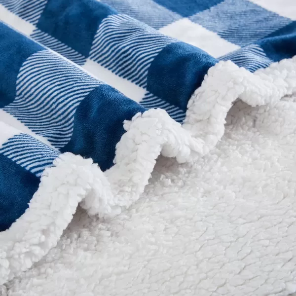 Touchat Sherpa Red and Black Buffalo Plaid Christmas Throw Blanket Fuzzy Fluffy Soft Cozy Blanket Fleece Flannel Plush Microfiber Blanket for Couch Bed Sofa 60quot X 70quotNavy