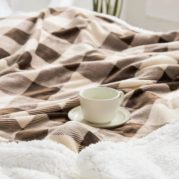 Touchat Sherpa Red and Black Buffalo Plaid Christmas Throw Blanket Fuzzy Fluffy Soft Cozy Blanket Fleece Flannel Plush Microfiber Blanket for Couch Bed Sofa 60quot X 70quotBrown01